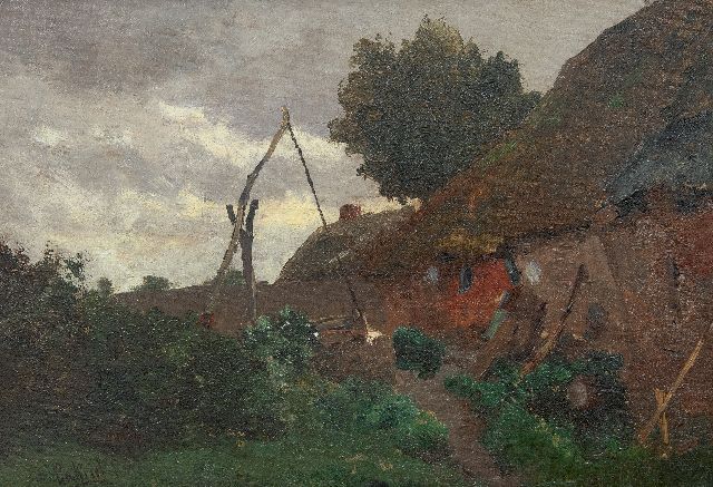 Constan Gabriel | Boerenerf met waterput, olieverf op doek, 29,2 x 41,8 cm, gesigneerd l.o.