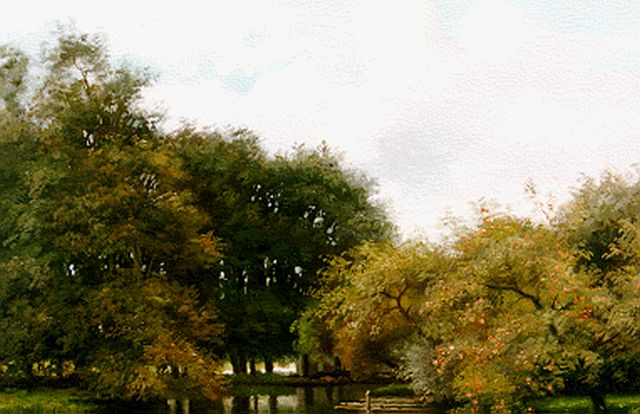Barend Leonardus Hendriks | Rivierlandschap met bloeiende fruitboom, olieverf op paneel, 22,6 x 31,4 cm, gesigneerd l.o.