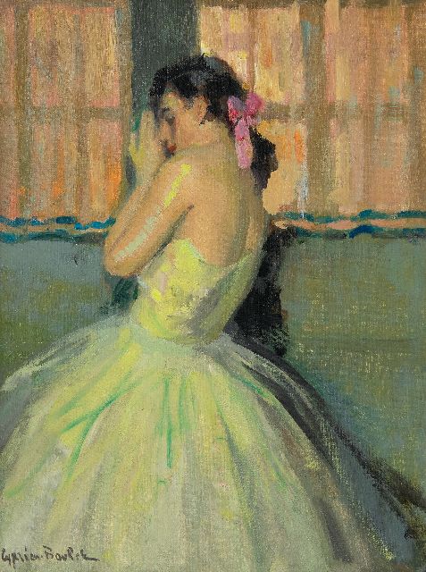 Cyprien-Eugène Boulet | Ballerina met roze haarstrik, olieverf op doek, 61,1 x 46,1 cm, gesigneerd l.o.