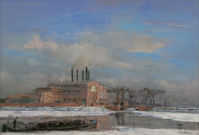 Herman Heijenbrock | De electriciteitscentrale Centrale Merwedekanaal in Utrecht, pastel op papier, 64,8 x 92,2 cm, gesigneerd r.o. en na 1925