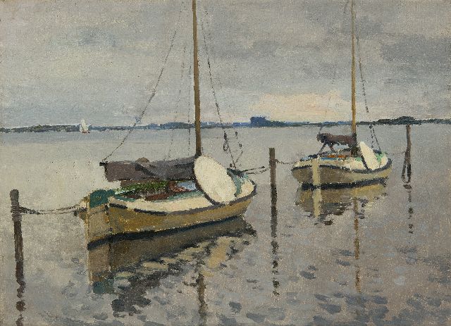 Cornelis Vreedenburgh | Afgemeerde Friese tjotters, olieverf op doek, 29,4 x 40,3 cm