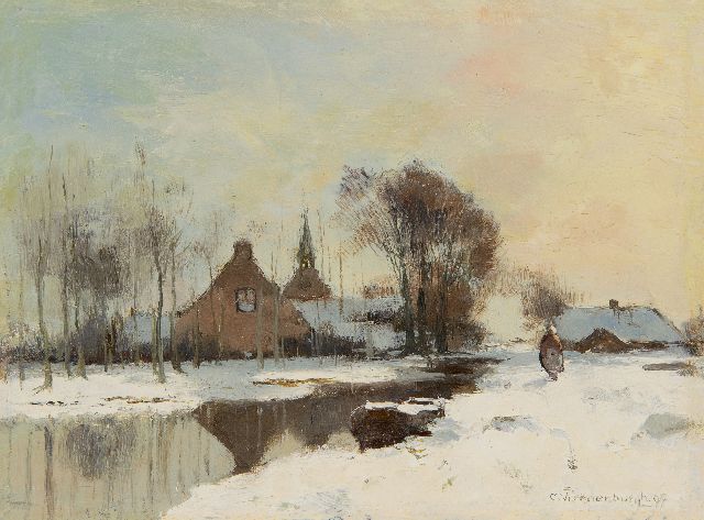 Cornelis Vreedenburgh | Besneeuwd dorpje, olieverf op paneel, 14,5 x 19,1 cm, gesigneerd r.o. en gedateerd '07