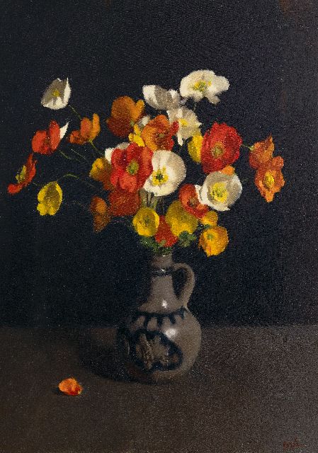 Willem Witsen | Klaprozen in een stenen kruik, olieverf op doek, 62,4 x 45,8 cm, gesigneerd r.o.