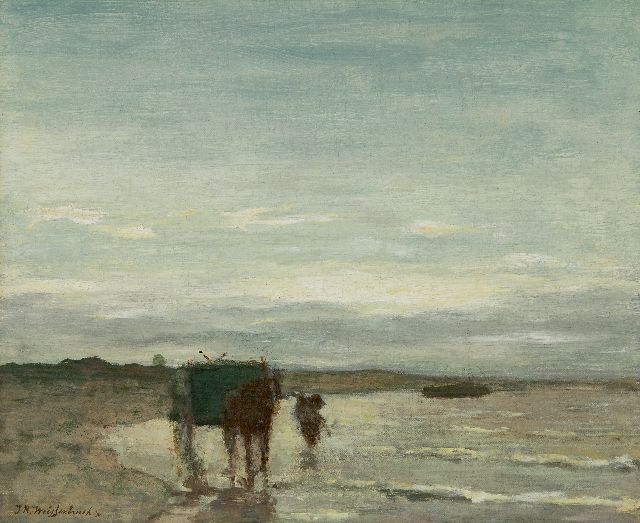 Jan Hendrik Weissenbruch | Schelpenvisser aan de kustlijn, olieverf op doek, 37,7 x 46,0 cm, gesigneerd l.o.