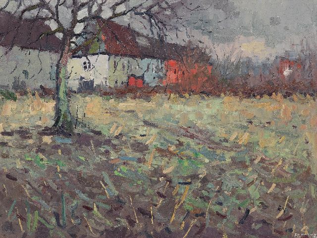 Raoul Hynckes | Audergem bij Brussel, olieverf op paneel, 42,1 x 55,8 cm, gesigneerd r.o.