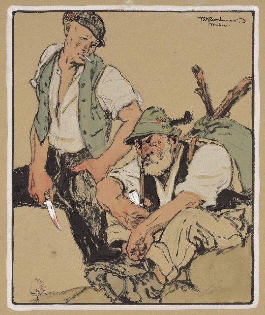 Karl Wolfgang Boehmer | De stroper, papier, 24,5 x 20,4 cm, gesigneerd r.b. en zonder lijst