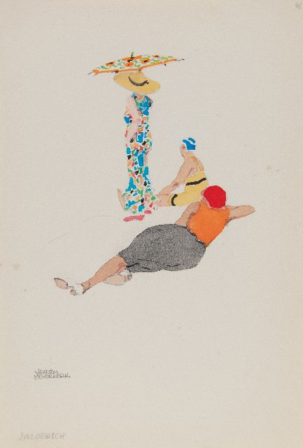 Herman Moerkerk | Jaloersch, potlood en aquarel op papier, 25,5 x 17,3 cm, gesigneerd l.o.