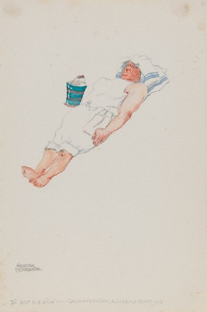 Herman Moerkerk | 'Du bist die Ruh'... Galanterieën, Kinkerstraat 103, potlood en aquarel op papier, 25,5 x 17,1 cm, gesigneerd l.o.