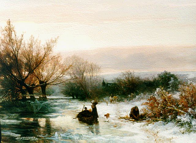 Johannes Warnardus Bilders | Houtsprokkelaars in winterlandschap, olieverf op doek, 80,8 x 109,6 cm, gesigneerd l.o. en gedateerd '60
