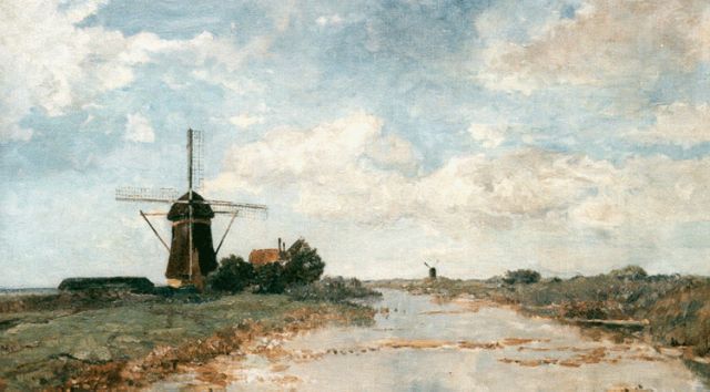 Constan Gabriel | Molen aan de Winkel bij Abcoude, olieverf op doek, 66,0 x 101,8 cm, gesigneerd l.o.