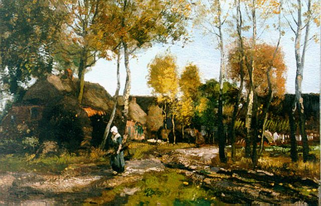 Willem George Frederik Jansen | Boerenerf, olieverf op doek, 30,2 x 45,7 cm, gesigneerd l.o.