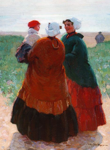 Willy Sluiter | Zondagmorgen, Katwijk aan Zee, olieverf op doek, 60,0 x 45,2 cm, gesigneerd r.o.