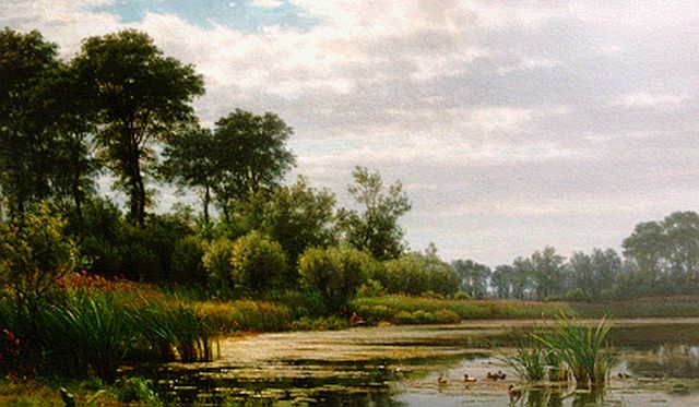 Julius Jacobus van de Sande Bakhuyzen | Verstild plasgezicht, olieverf op doek, 69,0 x 111,2 cm, gesigneerd r.o. en gedateerd 1863
