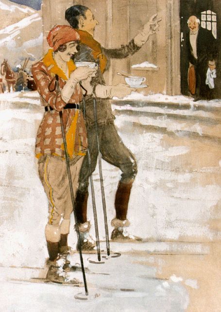 Piet van der Hem | Après-ski, gouache op papier, 44,1 x 31,4 cm, gesigneerd l.o.