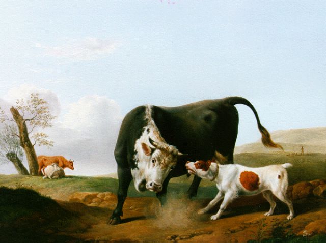 Alexander Johann Dallinger von Dalling | De uitdaging, olieverf op paneel, 30,0 x 36,3 cm, gesigneerd l.o. en gedateerd 1837
