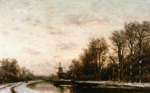 Fredericus Jacobus van Rossum du Chattel | Winterse vaart, olieverf op doek, 77,2 x 112,4 cm, gesigneerd l.o.
