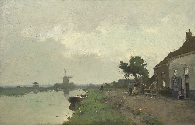 Cornelis Vreedenburgh | Vroege morgen aan de vaart, olieverf op doek, 58,8 x 90,0 cm, gesigneerd r.o.