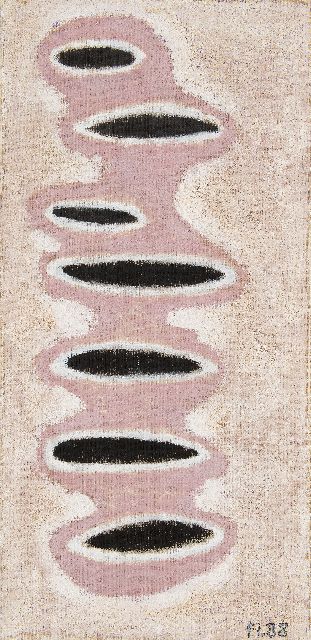 Frank Lodeizen | Zonder titel, olieverf en zand op doek, 90,6 x 44,4 cm, gesigneerd r.o. met initialen en gedateerd '88