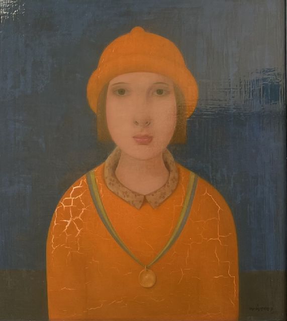 Karel Wiggers | Jongen met medaille, olieverf op doek op paneel, 43,0 x 38,0 cm, gesigneerd r.o.