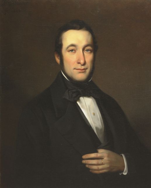 Bastiaan de Poorter | Portret van de heer Teixera de Mattos, olieverf op doek, 81,3 x 65,5 cm, gesigneerd l.b. en gedateerd 1844, zonder lijst