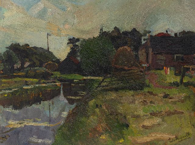 Piet van Wijngaerdt | Boerderij in Amstelveen, olieverf op paneel, 37,4 x 49,7 cm, gesigneerd r.o. en verso gedateerd 1907