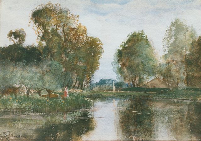 Willem George Frederik Jansen | Poldervaart, aquarel op papier, 17,5 x 25,0 cm, gesigneerd l.o.