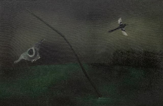 Tinus van Doorn | Schedel met ekster, olieverf op doek, 105,6 x 150,6 cm, gesigneerd r.o. met initialen en gedateerd '36