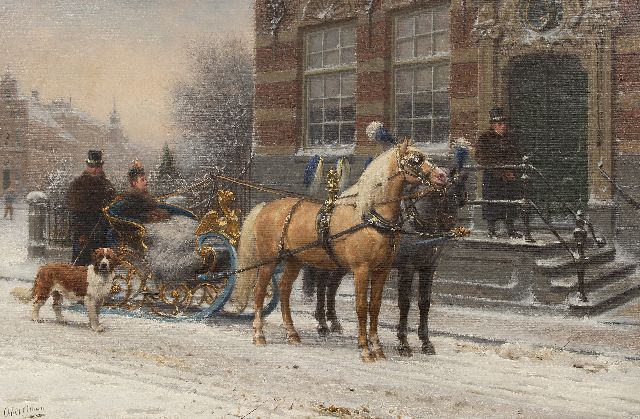 Otto Eerelman | Arrenslee in de stad, olieverf op doek, 60,3 x 90,3 cm, gesigneerd l.o.