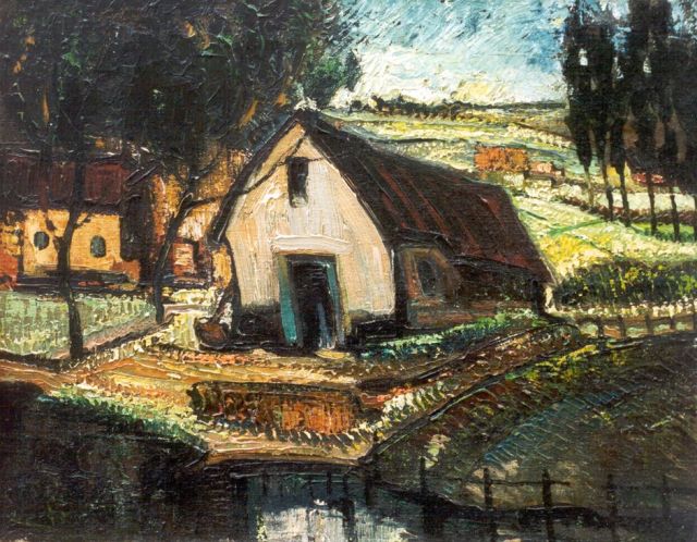 Jacques Mels | Boerderij, olieverf op doek, 35,0 x 44,8 cm, gesigneerd l.o. + verso