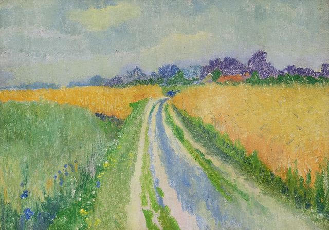 Siep van den Berg | Landweg tussen het koren, Zuidlaren, olieverf op doek, 50,2 x 70,3 cm, gesigneerd r.o. en gedateerd '44