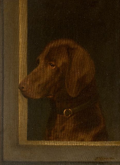 Julius Hamburger | Portret van een jachthond, naar links kijkend, olieverf op doek, 52,6 x 42,5 cm, gesigneerd r.o. en gedateerd 1883