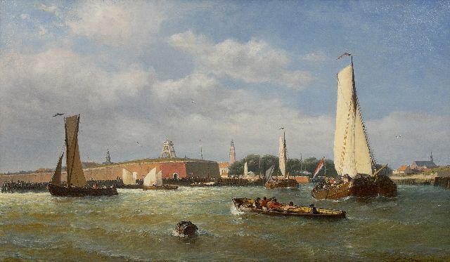 Paul Jean Clays | Zeilwedstrijd op de rede van Vlissingen, olieverf op doek, 60,1 x 100,0 cm, gesigneerd r.o. en gedateerd 1860