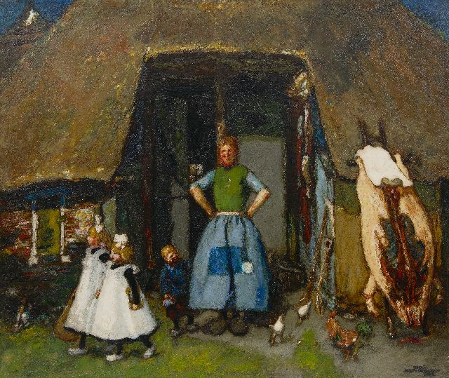 Martin Monnickendam | Markelose boerenfamilie, olieverf op doek, 75,5 x 90,2 cm, gesigneerd r.o. en gedateerd 1924