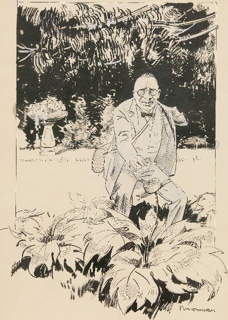 Piet van der Hem | De verboden bloem, inkt en krijt op papier, 50,0 x 35,0 cm, gesigneerd r.o.