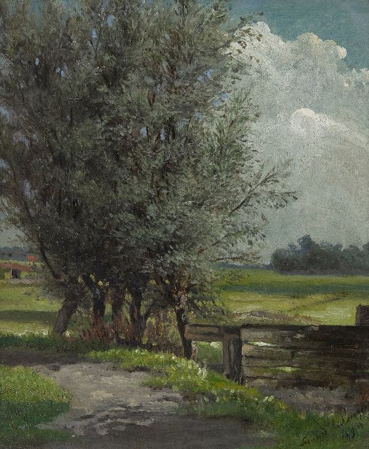 Leonard Springer | De Godshuispolder bij de Baarsjes achter Overtoomscheweg, Amsterdam, olieverf op schildersboard, 39,0 x 31,9 cm, gesigneerd r.o. en gedateerd sept 1886