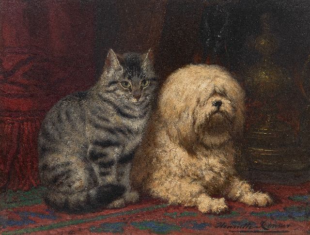 Henriette Ronner-Knip | De twee vrienden, olieverf op paneel, 24,3 x 31,9 cm, gesigneerd r.o.