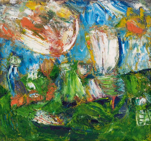 Eugène Brands | Tuin in de zomer, olieverf op papier, 50,4 x 54,4 cm, gesigneerd l.o. en gedateerd 1961