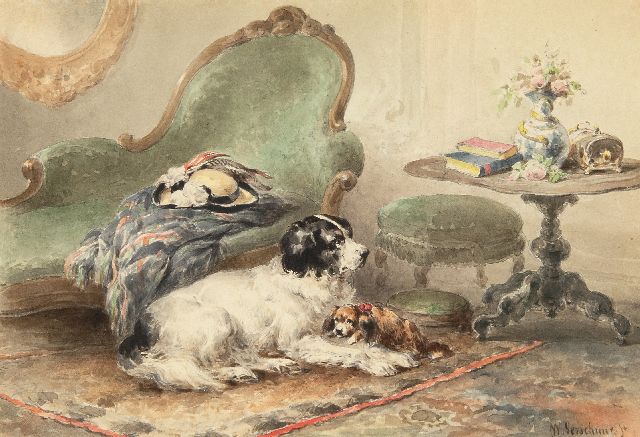 Wouterus Verschuur | Beste vrienden, aquarel op papier, 14,2 x 20,7 cm, gesigneerd r.o.