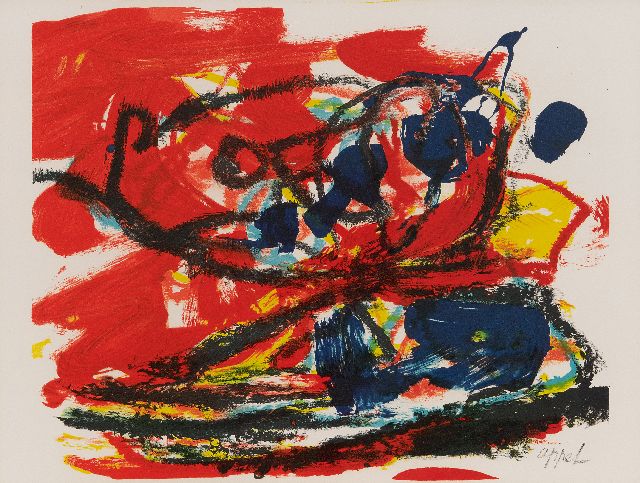 Appel C.K.  | Musique Barbare (litho), litho 28,0 x 37,5 cm, gesigneerd r.o. (in de steen) en te dateren 1963