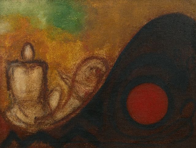 Laurens van Kuik | Compositie, olieverf op doek, 46,1 x 60,2 cm, gesigneerd l.o.