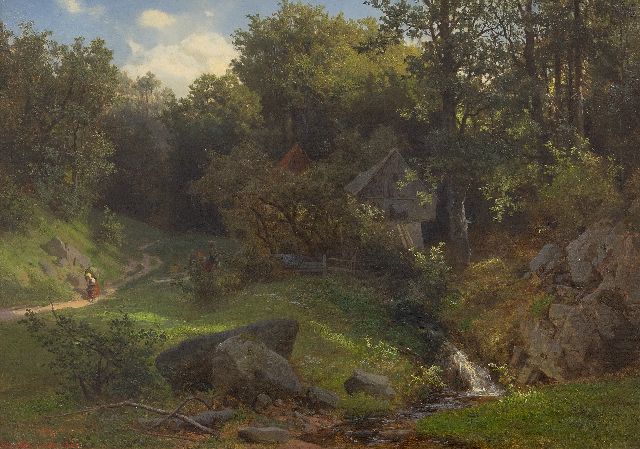 Eduard Leonhardi | Idyllisch bosgezicht, olieverf op doek, 34,5 x 48,5 cm, gesigneerd l.o. en gedateerd 1860