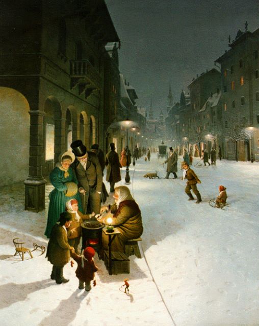 Vida Gábor | Besneeuwde straat bij avond, olieverf op paneel, 49,7 x 39,9 cm, gesigneerd r.o.