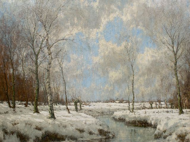 Arnold Gorter | De Vordense Beek in de winter, olieverf op doek, 114,9 x 154,7 cm, gesigneerd r.o. (tweemaal)