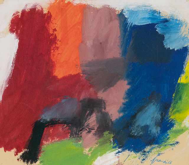 Eugène Brands | Landschap, gouache op papier, 33,0 x 37,5 cm, gesigneerd r.o. en gedateerd '66