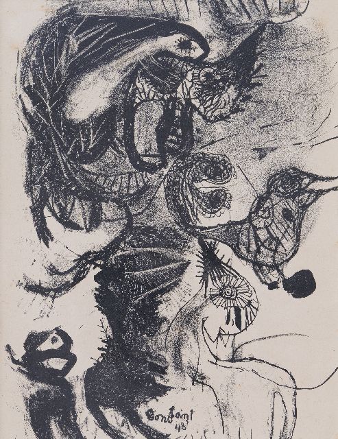 Constant | Dieren, litho, 29,0 x 22,0 cm, gesigneerd m.o. en gedateerd '48