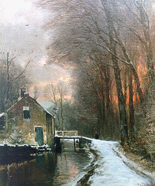 Louis Apol | Zonsondergang, olieverf op doek, 61,0 x 51,0 cm, gesigneerd r.o.