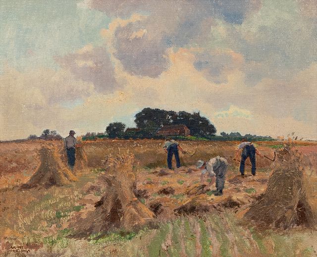 Joh Elsinga | Oogsttijd, olieverf op doek, 46,1 x 56,1 cm, gesigneerd l.o. en gedateerd Aug 1942