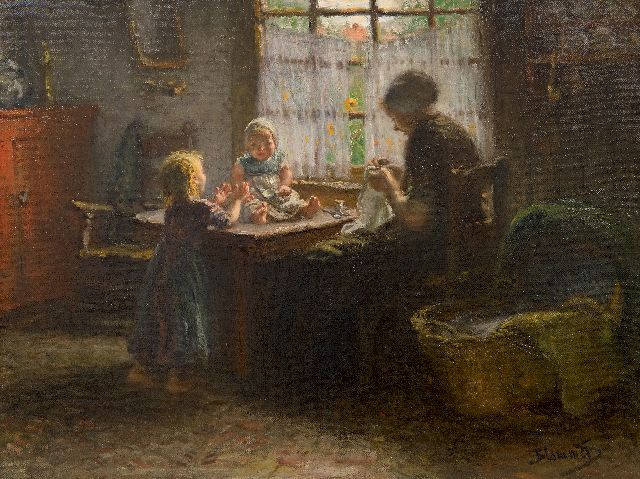 Bernard Blommers | Samen aan de tafel, olieverf op doek, 55,6 x 73,7 cm, gesigneerd r.o.