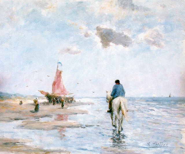 Evert Pieters | Aan het strand, olieverf op karton, 50,8 x 61,6 cm, gesigneerd r.o.