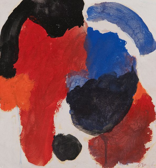 Eugène Brands | Compositie, gouache op papier, 22,1 x 20,7 cm, gesigneerd r.o. en verso gedateerd 14.II.1967